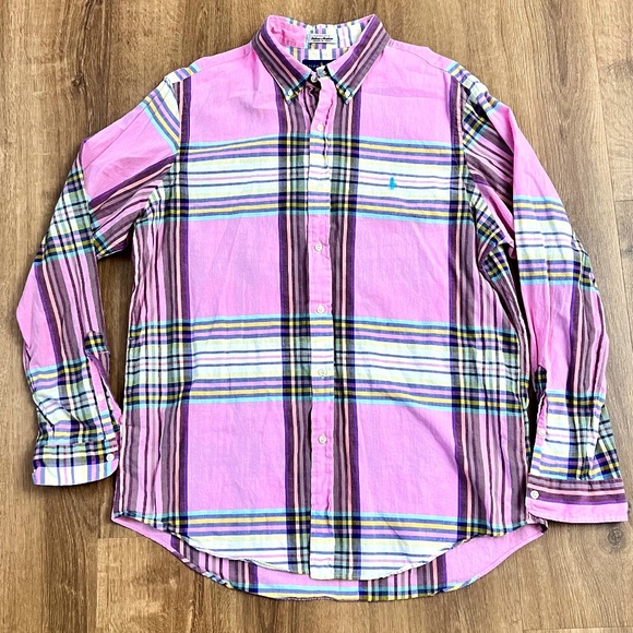 Ralph Lauren Blue Label Other - Ralph Lauren authentic Indian madras pink long sleeve shirt size XL